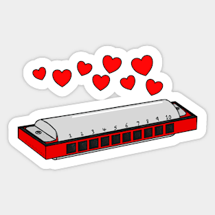 Harmonica Valentines Day Harmonicist Wedding Musician Sticker